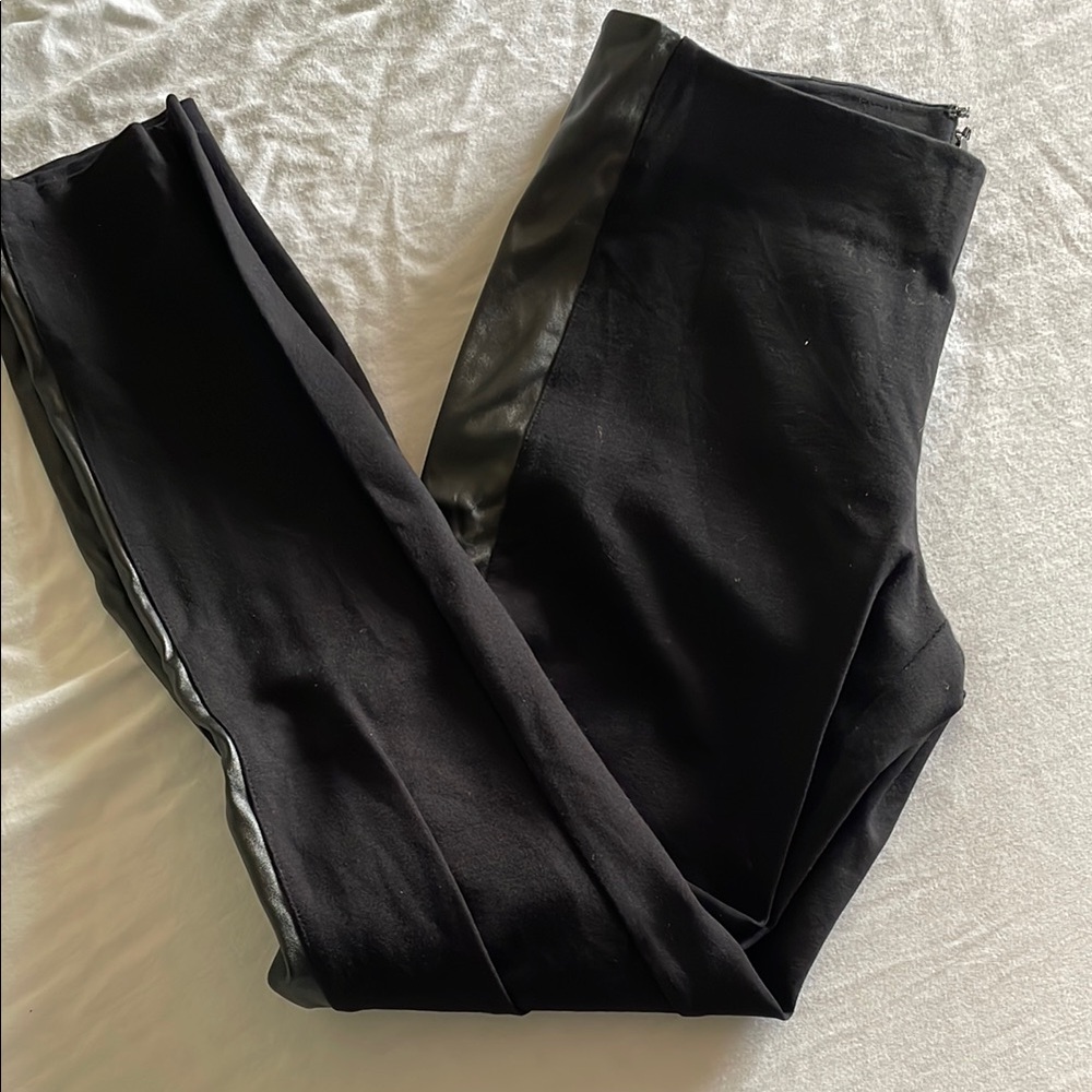 J. Crew Black Skinny Pants with Leather Trim
